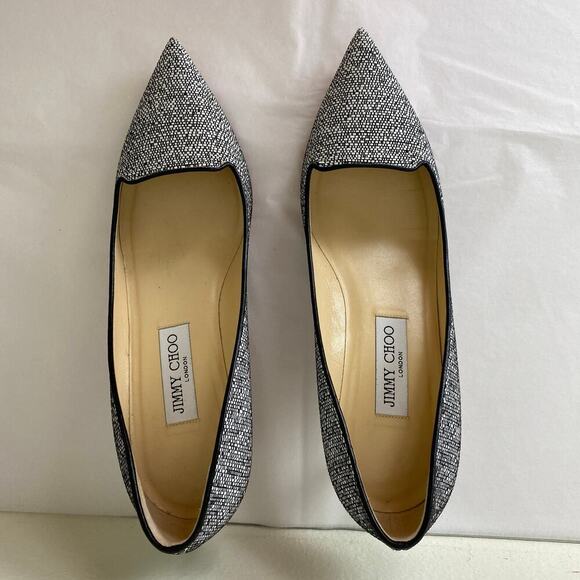 Jimmy Choo Allure Woven Raffia Pump Size 40.5 or 10.5 Black White Heels Luxury - Picture 3 of 12